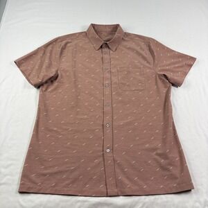 Vuori Bridge Shirt Mens Large Brown Button Up Short Sleeve Casual Camp